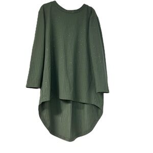 Ivee Essentials woman's xs light green sparkle high lo ribbed 3/4 top spring fun